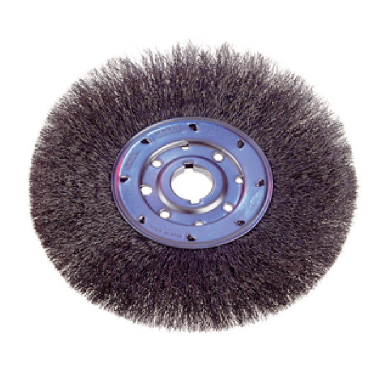 Wheel Brush 6" Diameter Crimped Wire Narrow Face .006" Wire 5/8" Arbor Hole