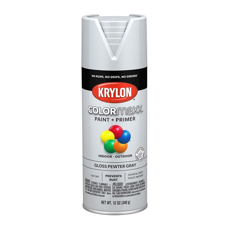 Krylon 16 oz Paint Pewter Gray Aerosol 12 oz Net Weight