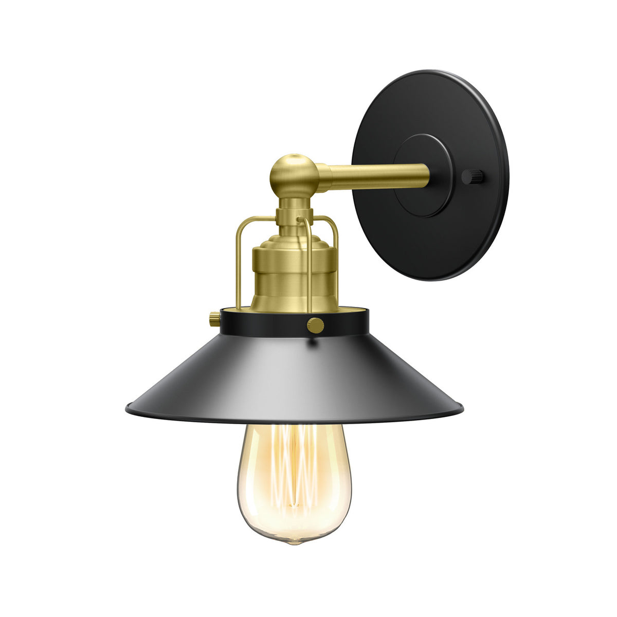 Modern Farmhouse Retro Double Light Sconce in Black/Brass