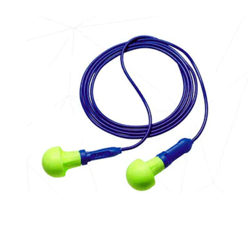 Earplugs NRR-28 dB Foam Yellow/Blue Push-Ins Corded 100 Pair Per Box