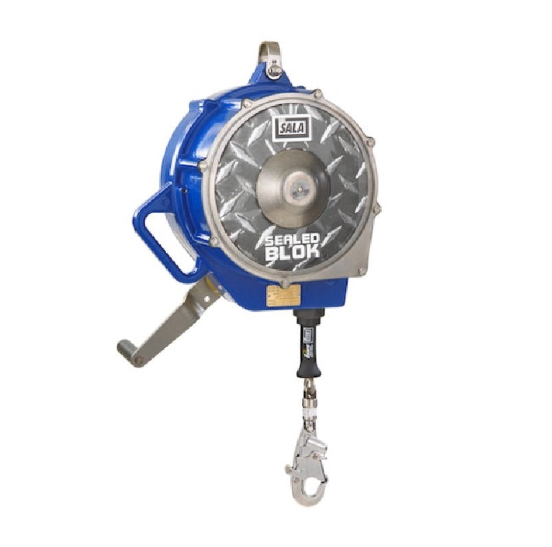 DBI Sala Sealed-Blok Self Retracting Lifeline 85' of 3/16" Galvanized Steel Wire Rope with Self-Locking Swivel Snap Hook & Mounting Bracket