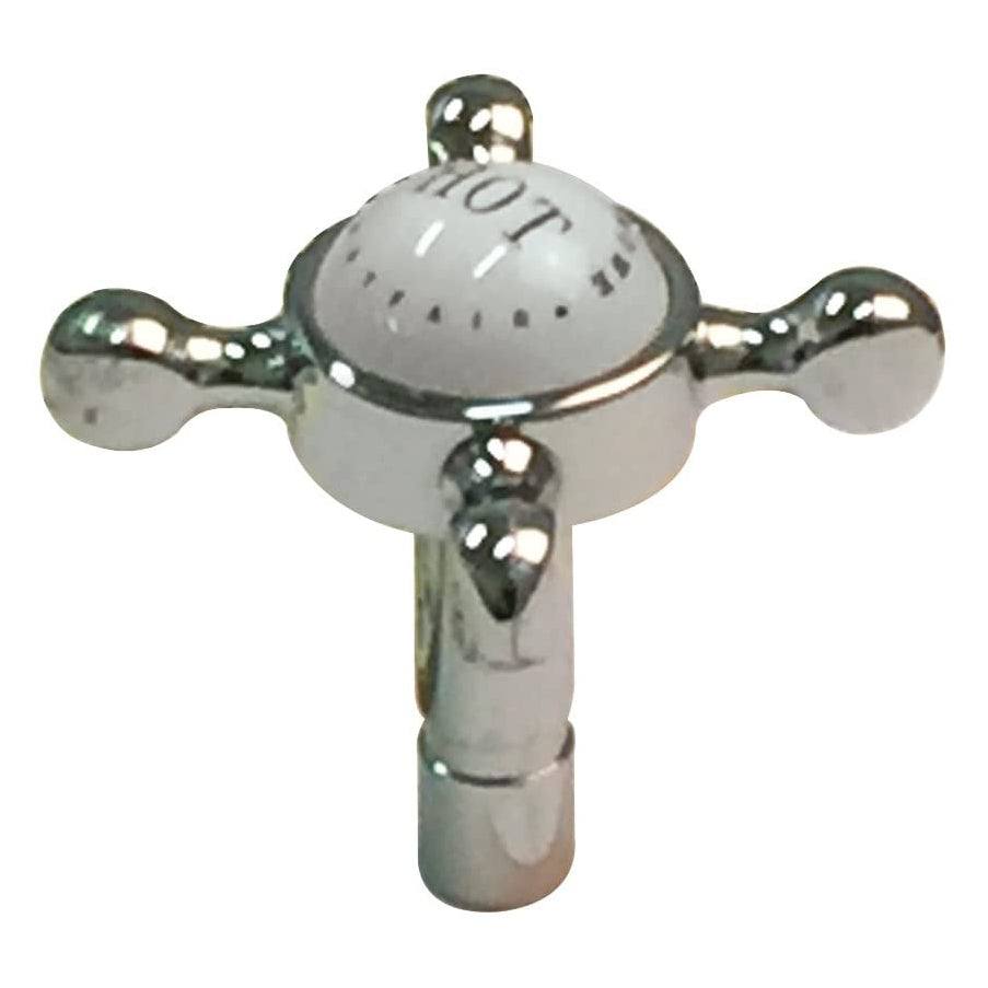 Perrin & Rowe 3/4" White Porcelain Cross Handle in Polished Chrome