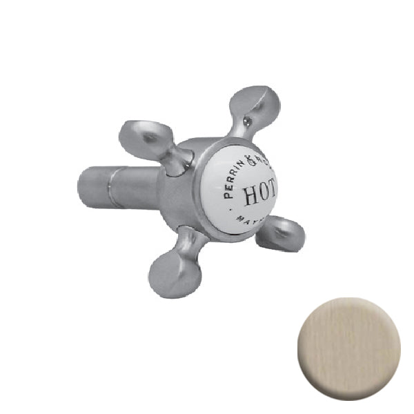 Perrin & Rowe 1/2" White Porcelain Cross Handle in Satin Nickel