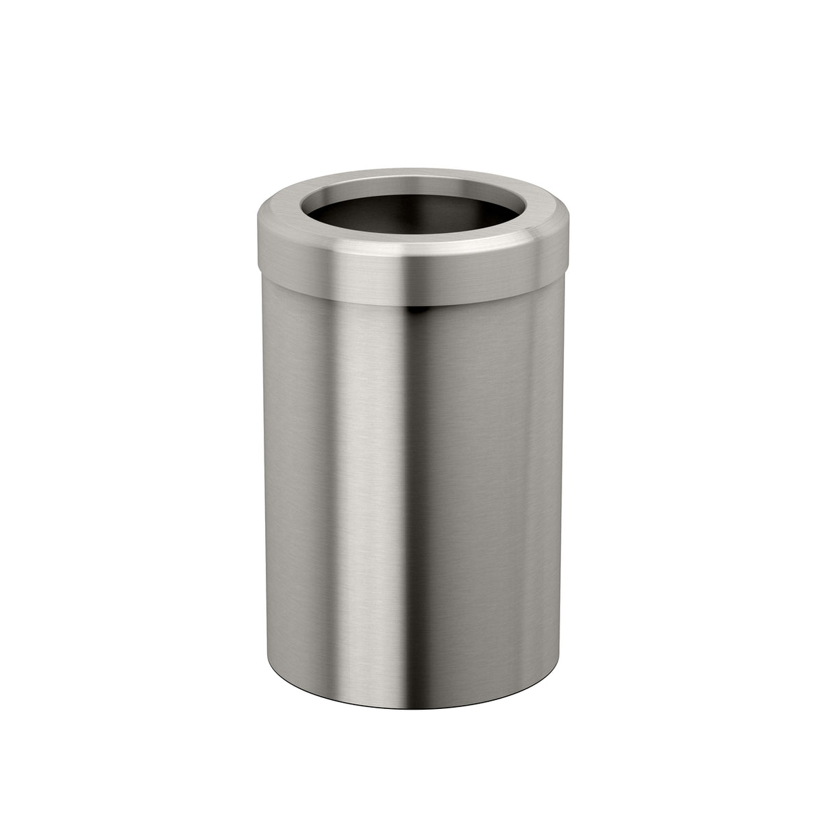 Round Modern Waste Basket in Satin Nickel