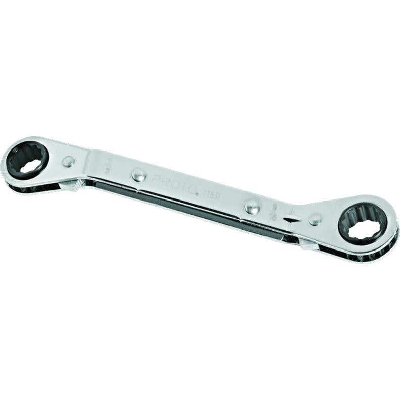 Double Box Wrench 7/32"X9/32" Offset Reversible Ratcheting 12 Point Full Polish