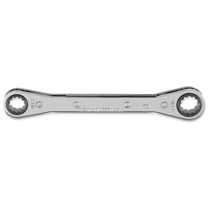 Double Box Wrench 3/8"X7/16" Ratcheting 12 Point Full Polish