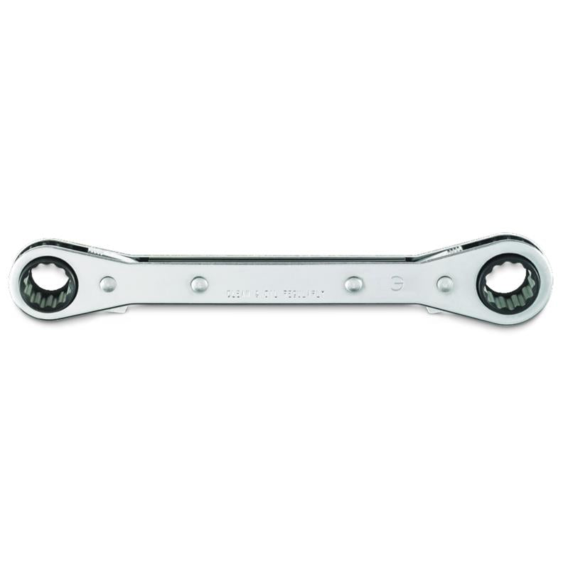 Double Box Wrench 13mmX14mm Reversible Ratcheting 12 Point Metric Full Polish