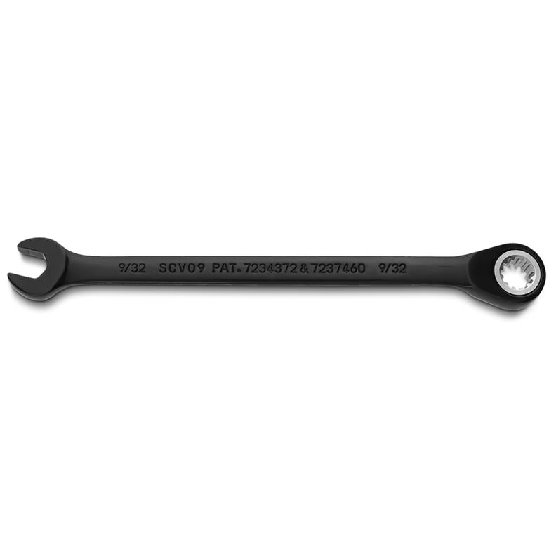 Combination Wrench 9/32" Reversible Ratcheting Spline Black Chrome