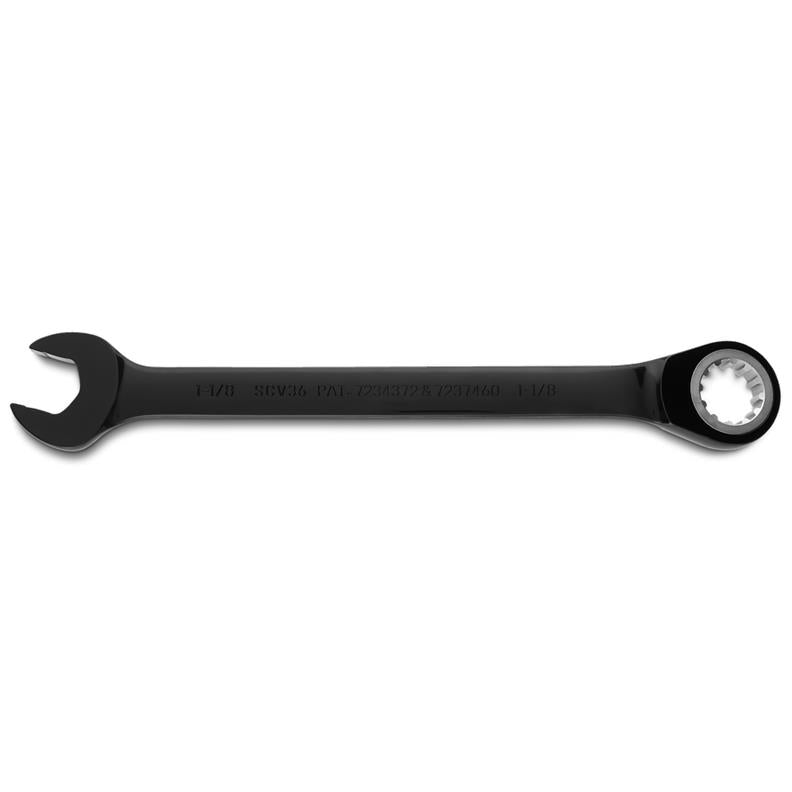 Combination Wrench 1-1/8" Reversible Ratcheting Spline Black Chrome