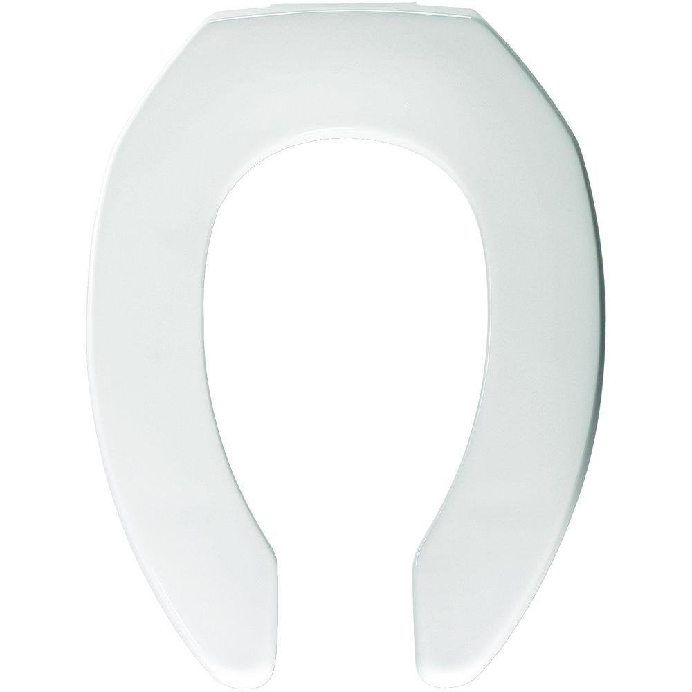 Heavy Duty Plastic Elongated Open Front Toilet Seat in White