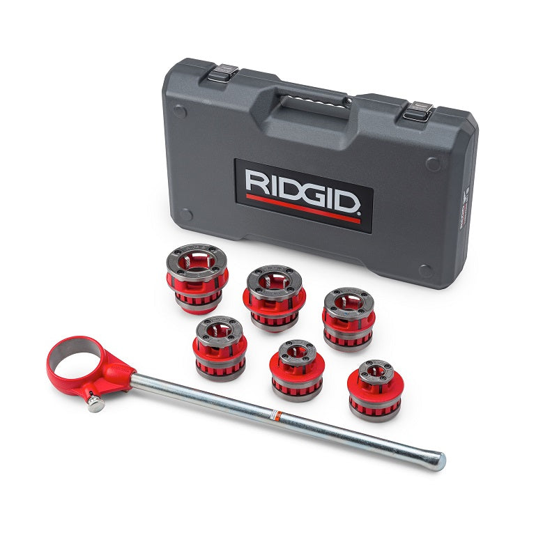 Exposed Manual Ratchet Threader Set 1/2" to 2" NPT Die Heads Included with Carrying Case Model 12-R