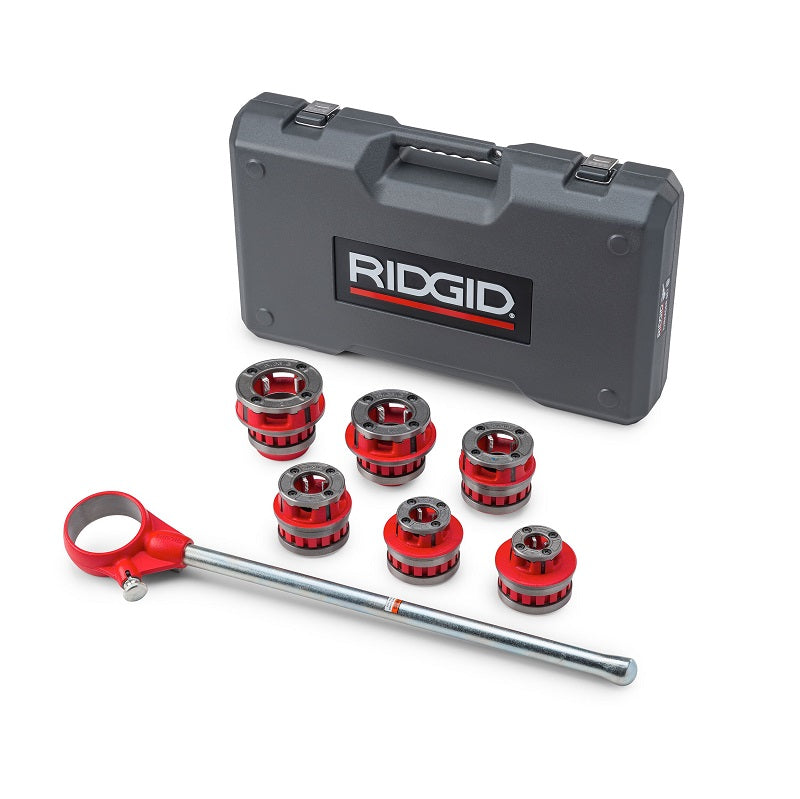 Exposed Manual Ratchet Threader Set 1/2" to 2" NPSM Die Heads Included with Carrying Case Model 12-R