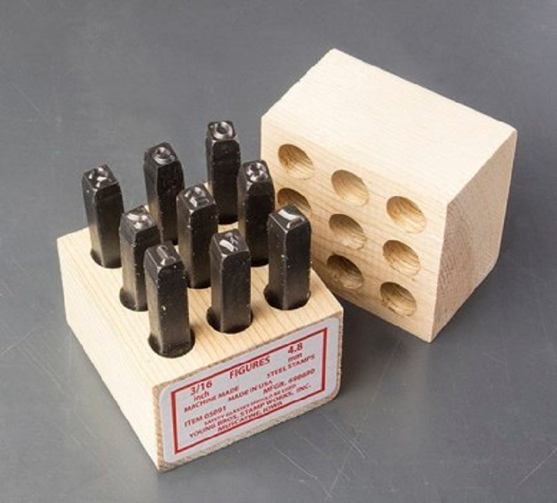 Steel Stamps 3/16" Figures Numbers Only (9 pcs) Machine Cut