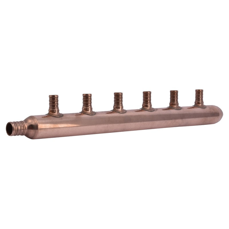 MANIFOLD 3/4 6-PORT COPPER 22787 CLOSED 1" TRUNK 1/2 BRANCHES