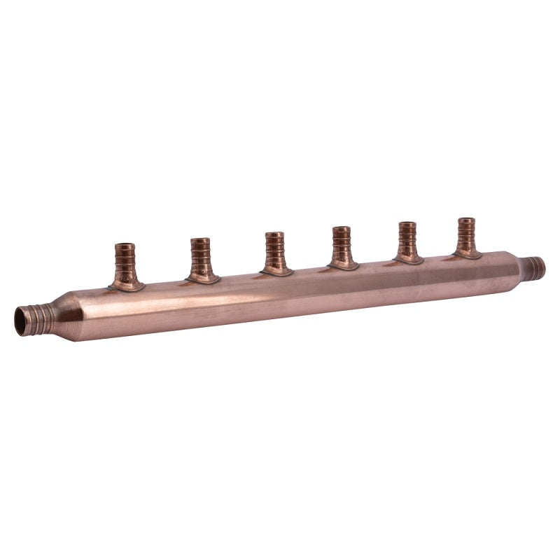 MANIFOLD 3/4 6-PORT COPPER 22788 OPEN 1" TRUNK 1/2 BRANCHES