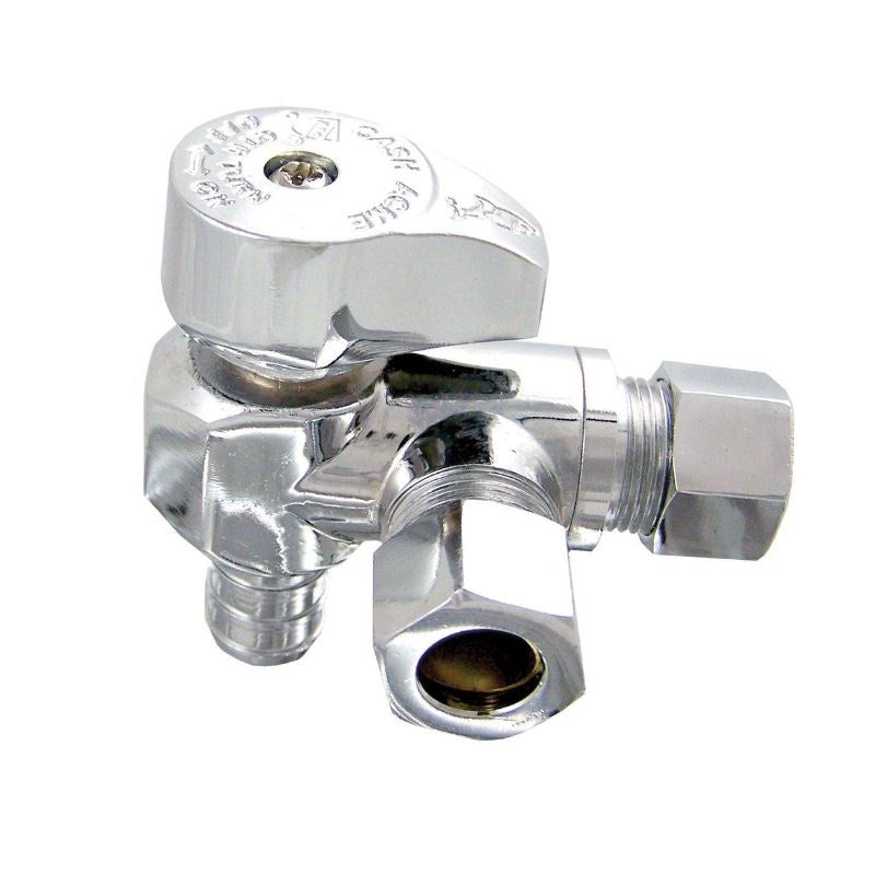 Straight Stop 1/2"X3/8"X3/8" Brass PEX 1/4 Turn BarbXCMPXCMP