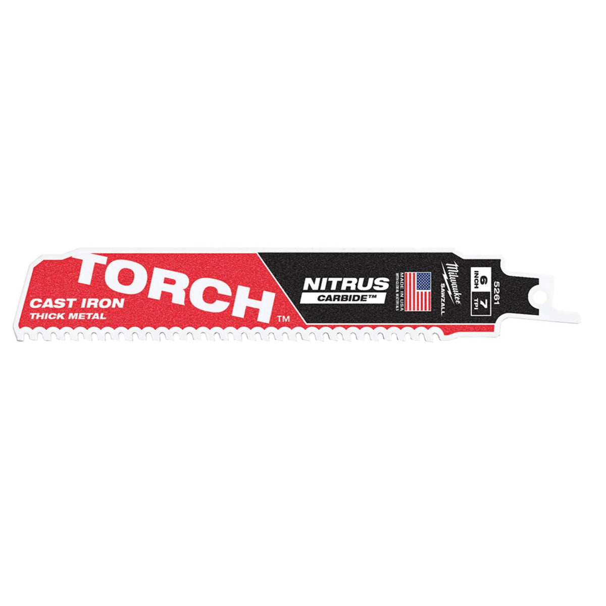 Reciprocating Saw Blade (Sawzall) 6" 7T w/Nitrus Carbide for Cast Iron Torch