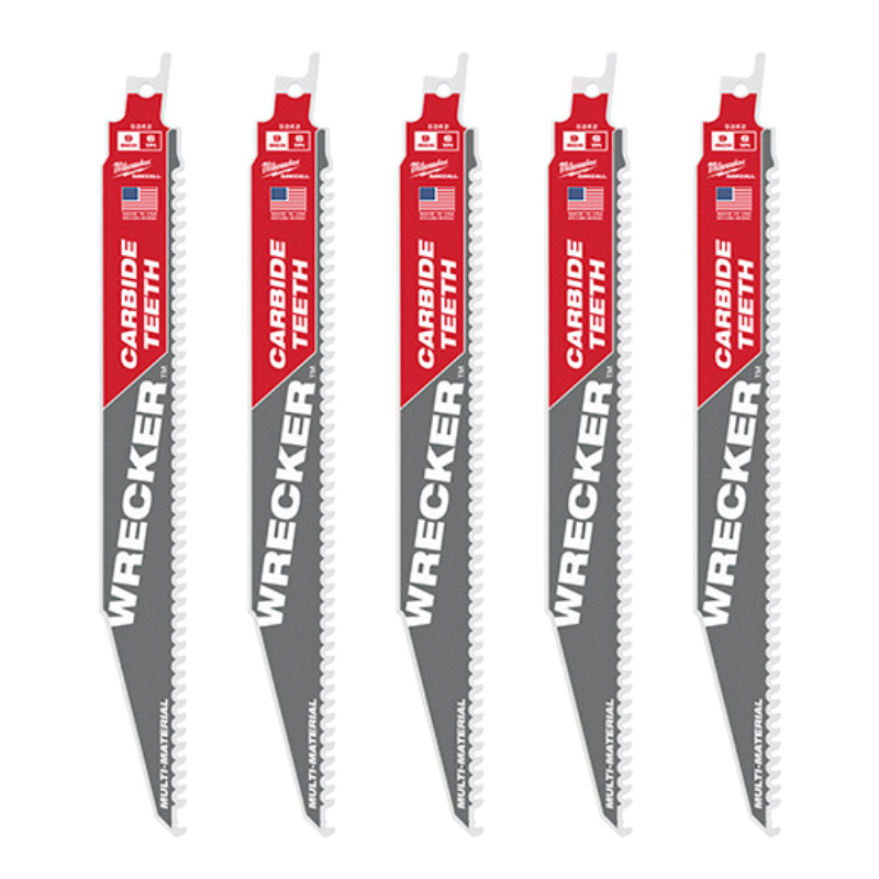 Reciprocating Saw Blade (Sawzall) 9" 6T Carbide Teeth The Wrecker 5 Per Pack
