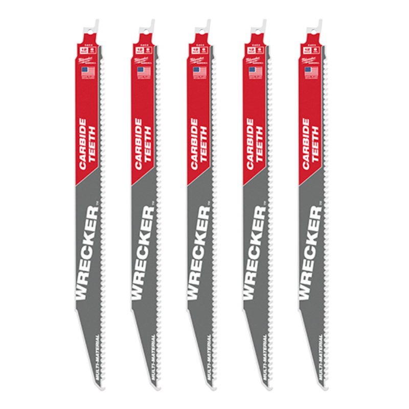 Reciprocating Saw Blade (Sawzall) 12" 6T Carbide Teeth The Wrecker 5 Per Pack