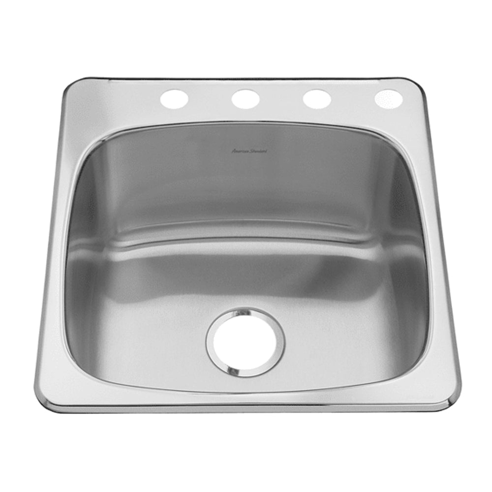 20-1/8x20-9/16x10" Single Kitchen Sink w/4 Faucet Holes
