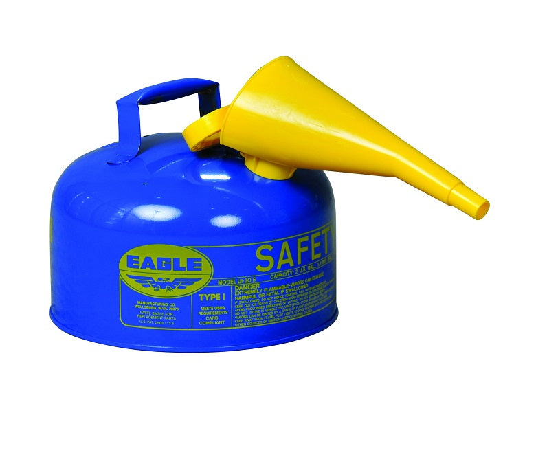 KEROSENE CAN 2GAL BLUE UI20-FSB W/F-15 HDPE FUNNEL EAGLE MFG.