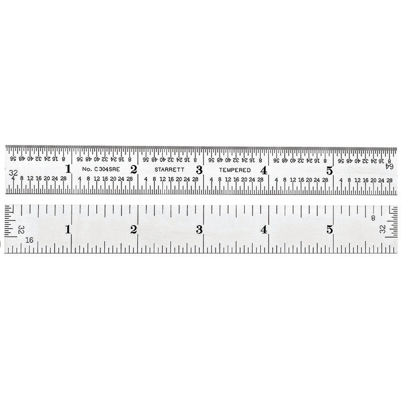 Semi-Flexible Steel Rule 6"X3/4" 8ths, 16ths, 32nds, 64ths Graudations