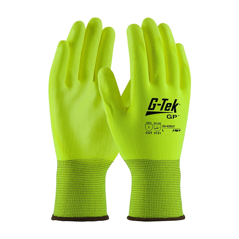 GLOVES HI VIS COATED 33-425LY XL