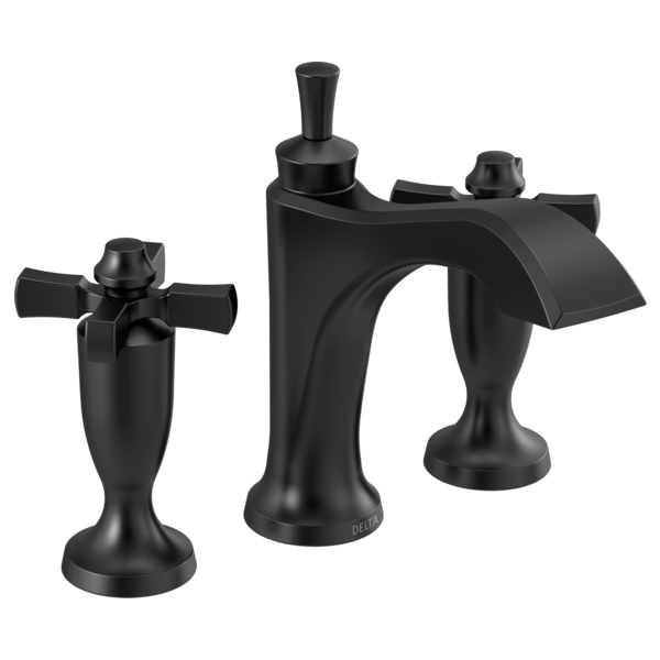 Dorval Widespread Lav Faucet w/Cross Handles in Matte Black