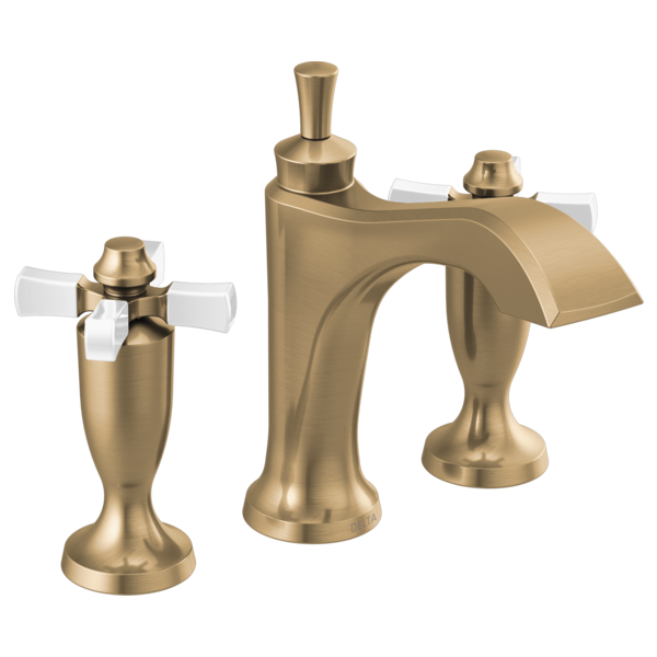 Dorval Widespread Lav Faucet w/Cross Handles in Bronze/Porcelain