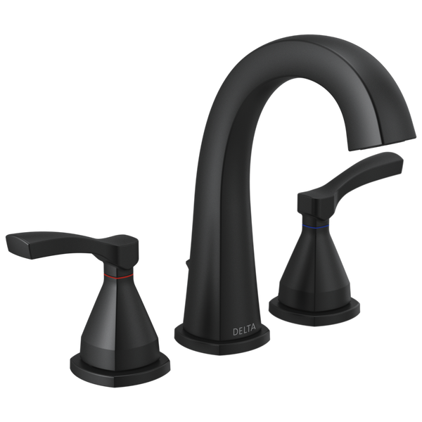 Stryke Widespread Lav Faucet w/Lever Hdls & Drn in Matte Black