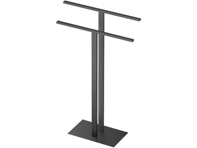 Modern Floor Standing Two-Level Towel Holder in Matte Black