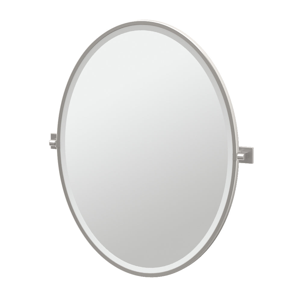 Elevate 24-1/2x32-1/2" Pivot Framed Rectangle Mirror, Nickel
