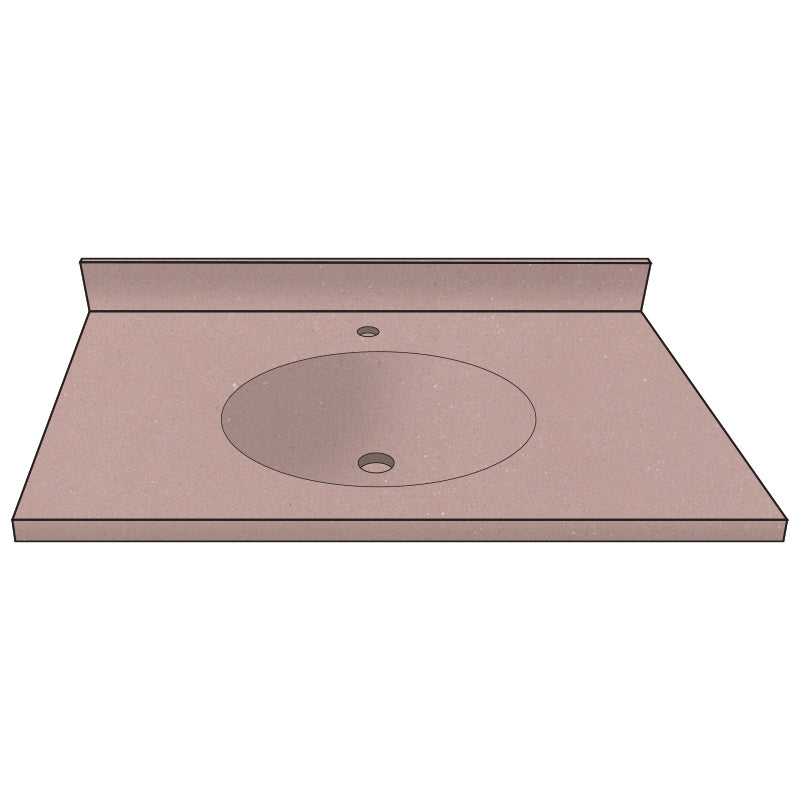 Vanity Top 31x22" w/Single Faucet Hole & Oval Bowl in Nude