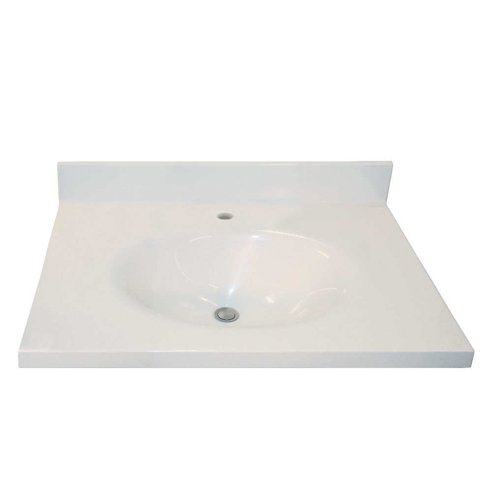 Vanity Top 37x22" w/Single Faucet Hole & Oval Bowl in Pearl