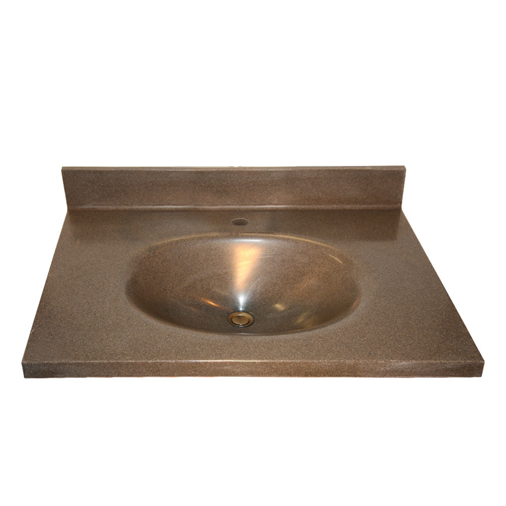 Vanity Top 31x22" w/Single Faucet Hole & Oval Bowl in Cedar