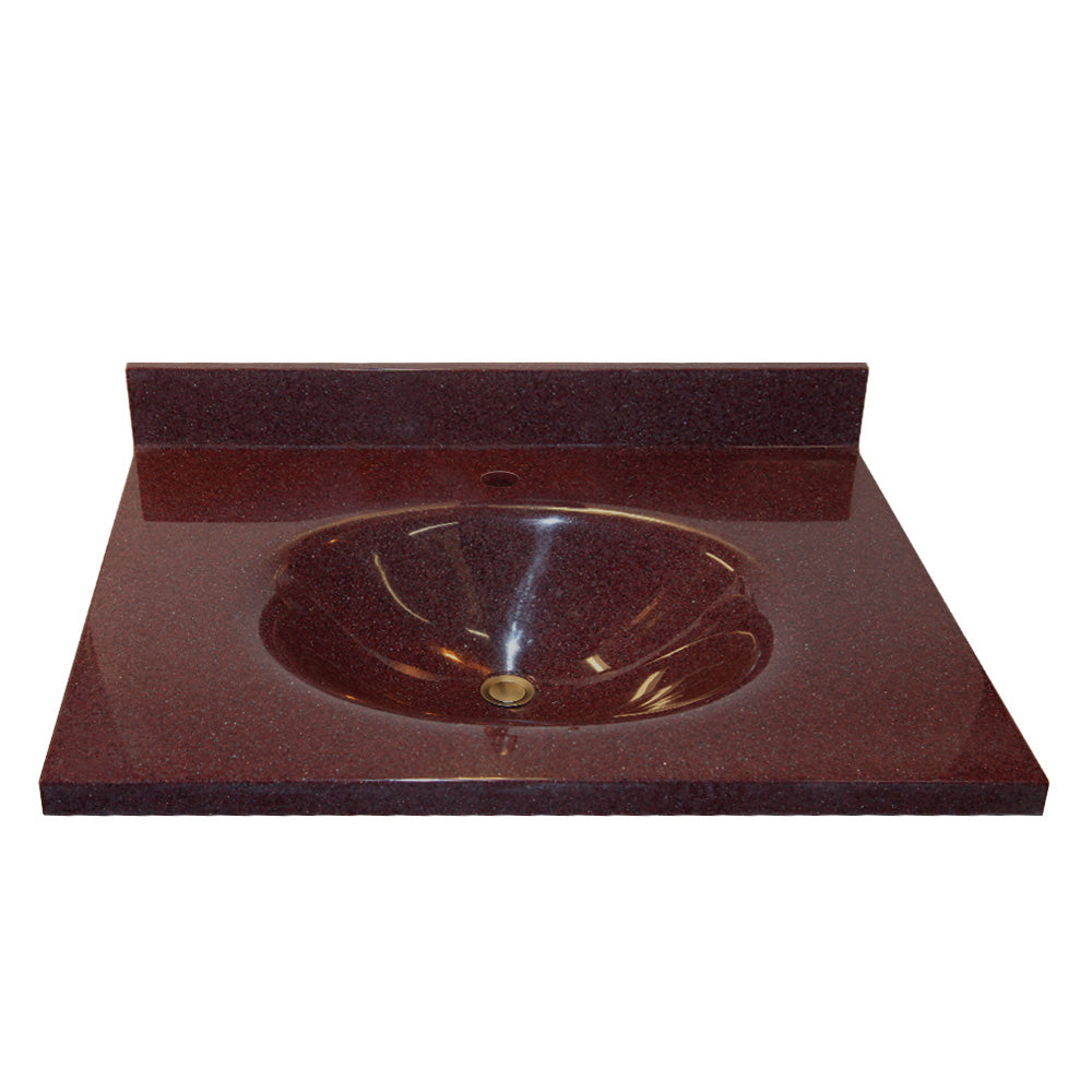 Vanity Top 31x22" w/Single Faucet Hole & Oval Bowl in Paprika