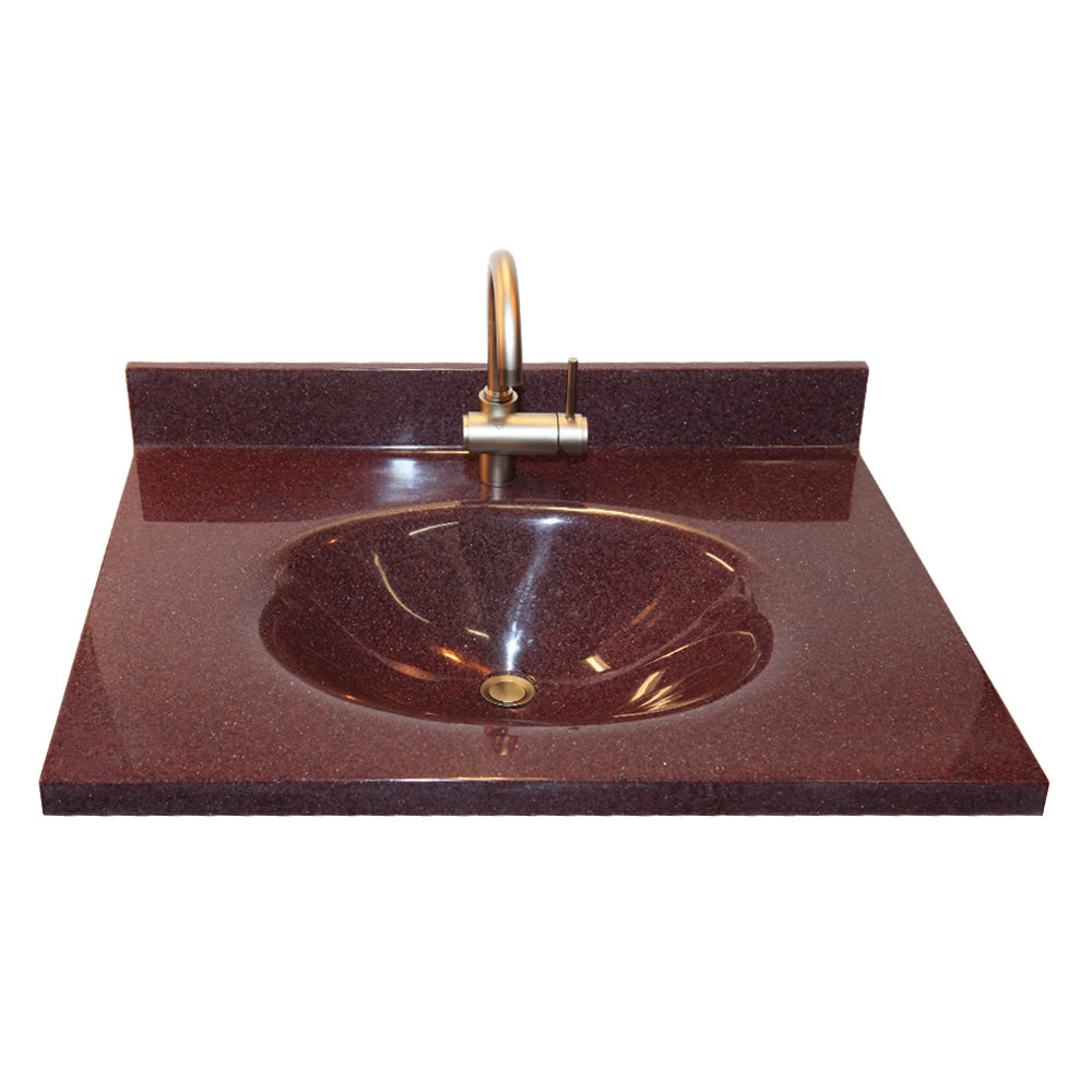 Vanity Top 49x22" w/Single Faucet Hole & Oval Bowl in Wine