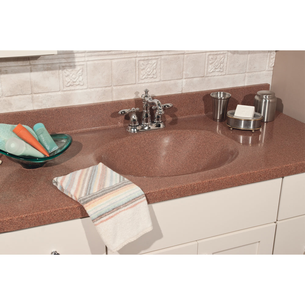 Vanity Top 37x22" w/8" Faucet Holes & Oval Bowl in Cognac