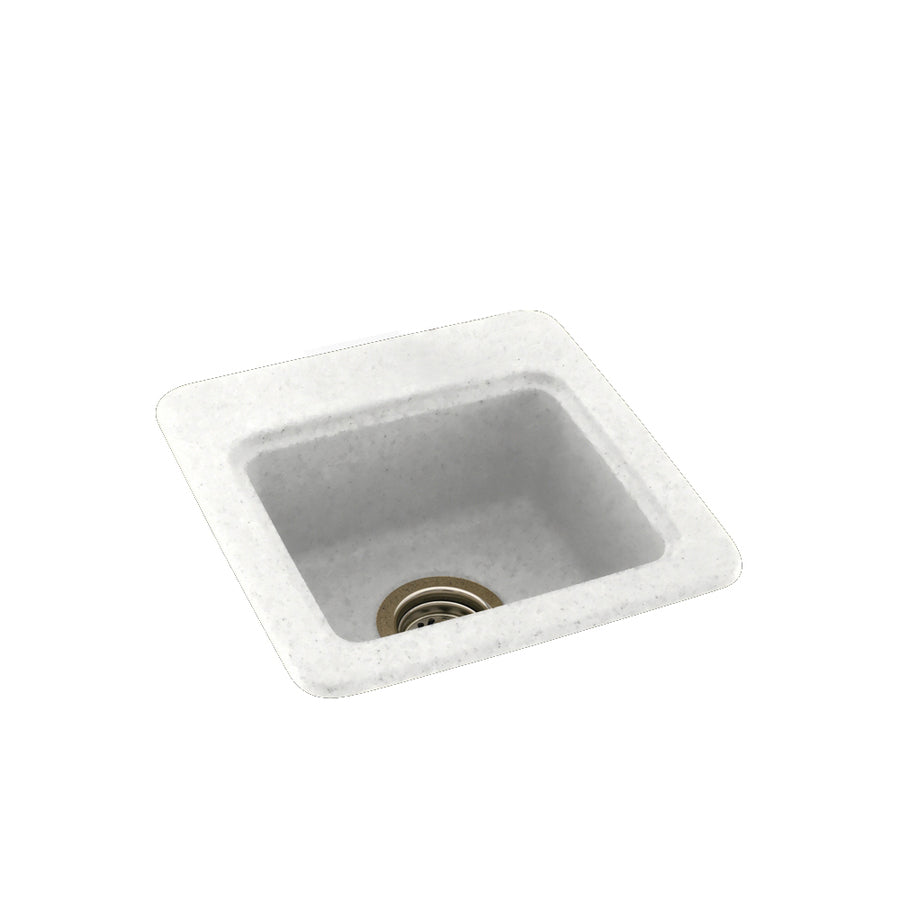 15x15x6" Swanstone 1-Hole Dual Mount Bar Sink, Tahiti White