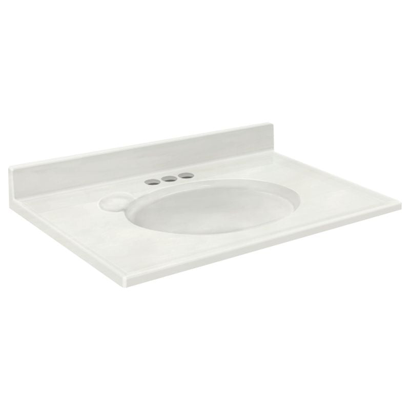Samson 31x19" Vanity Top w/Oval Bwl & 4" Centers in Wht, Sleeved