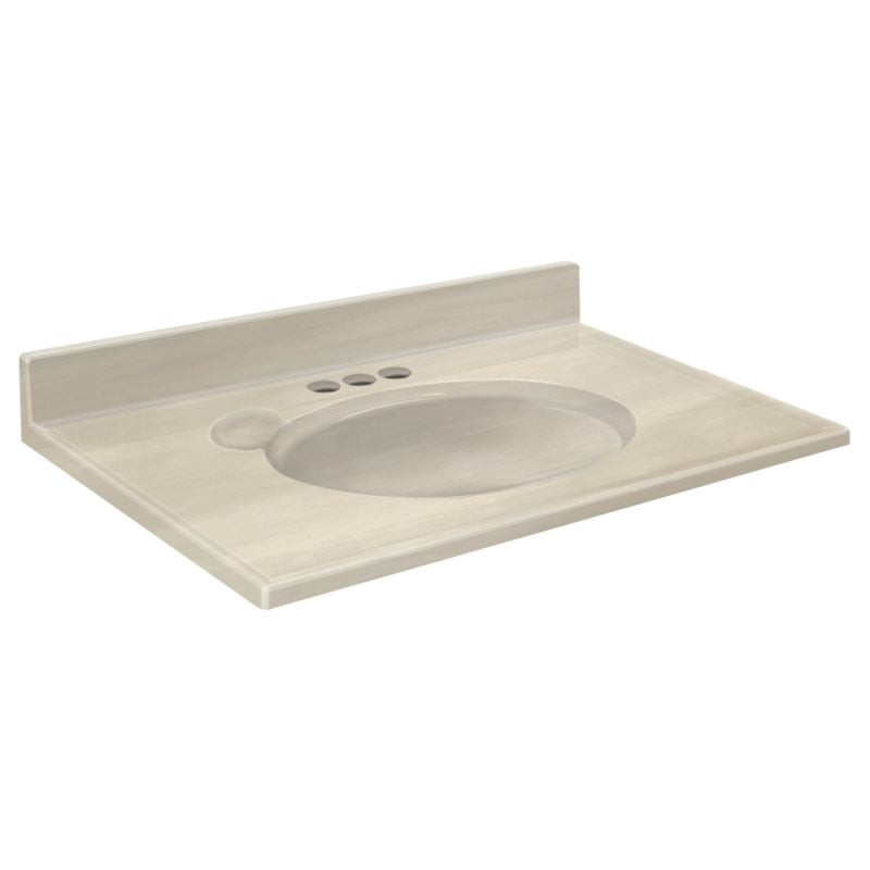 Samson 49x19" Vanity Top w/Oval Bwl & 4" Centers in Wht/Bone, Sleeved