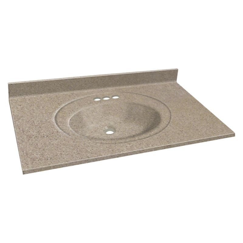 Single Bowl Vanity Top w/Recessed Oval Bowl 25x22x1/2 Sandy Beach
