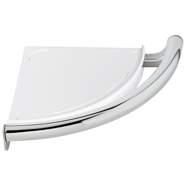 Decor Shelf 9-1/8" Corner Shelf w/Assist Bar in Chrome
