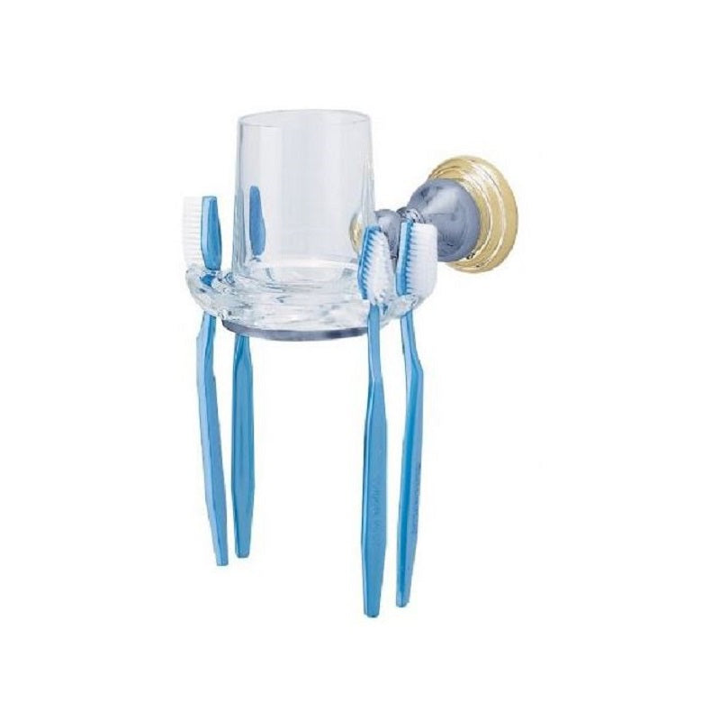 Prairie Field Tumbler/Toothbrush Holder in Chrome/Brass