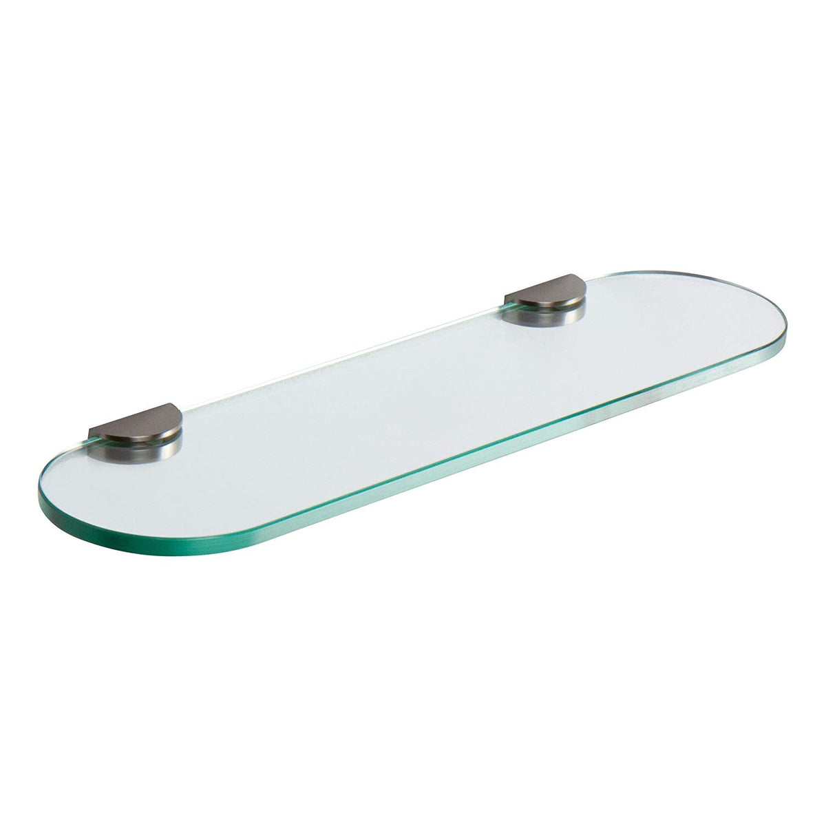 Sine 18" Tempered Glass Shelf w/C Brackets in Satin Nickel