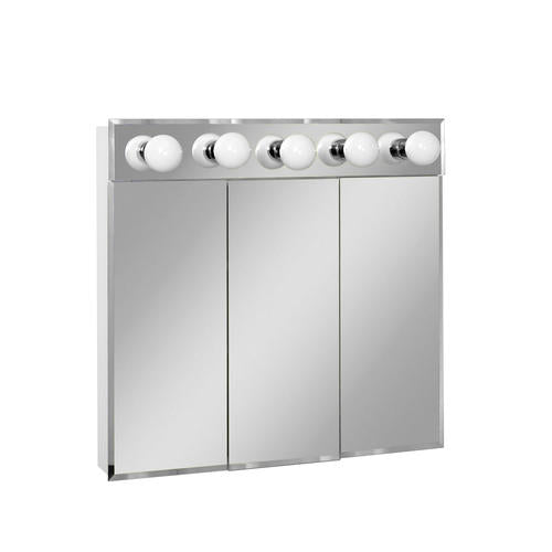 Tri-View Lighted Frameless Medicine Cabinet 31-13/16"x30-1/2"x4-7/8" Steel Body