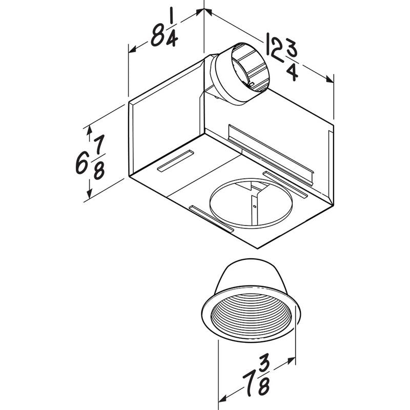 Recessed Ventilation Fan w/Light 50-80 CFM 0.3-2 Sones White