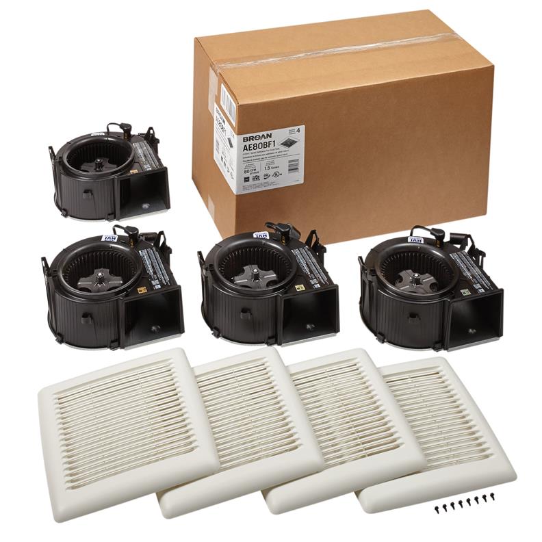 Flex Series Bathroom Exhaust Fan Finish Project Pack 4 per Pack 80 CFM 1.2 Sones White