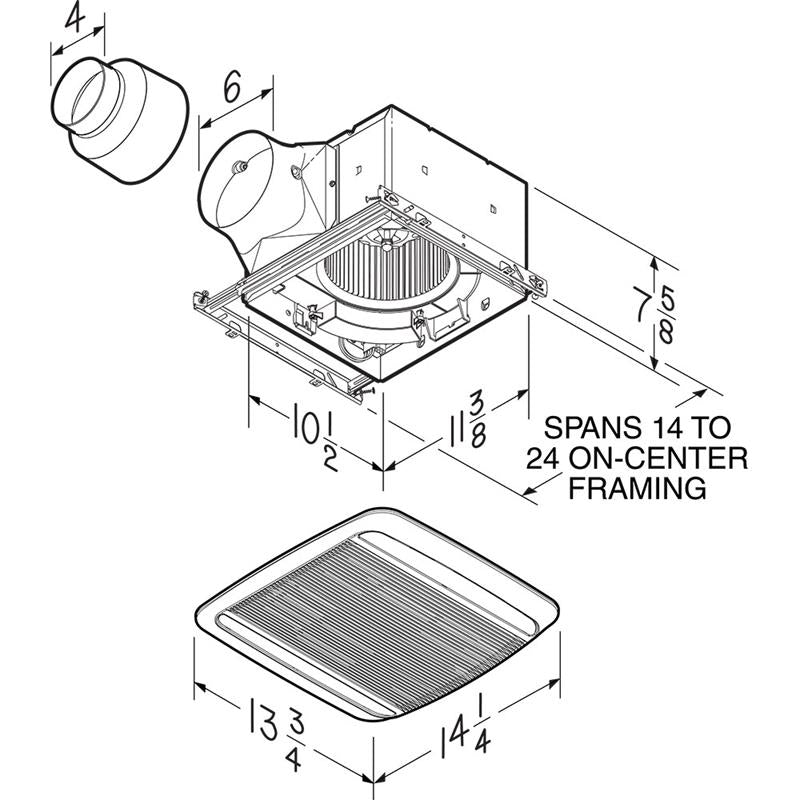 Ultra Green Series Bathroom Exhaust Fan w/Light Multi-Speed 80 CFM 0.3 Sones White