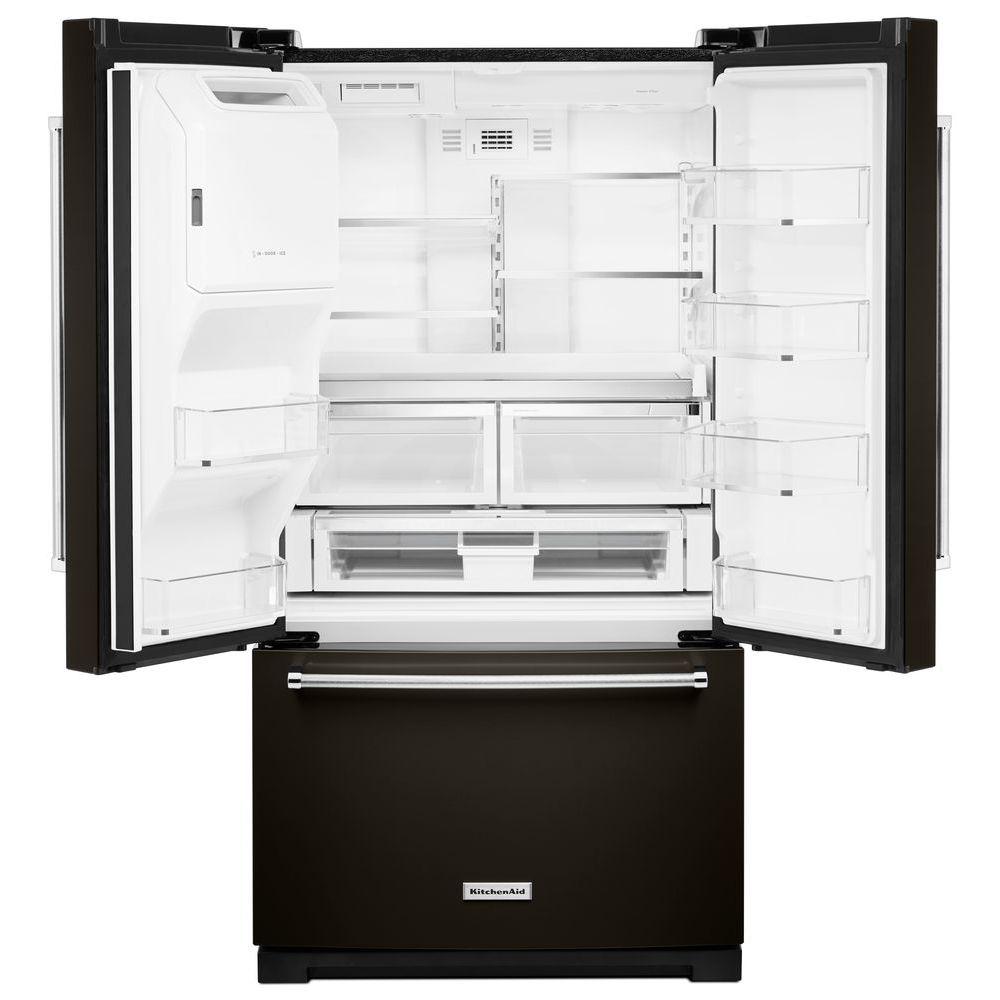 KitchenAid 27 cu ft 36" French Door Refrigerator in Black Stainless